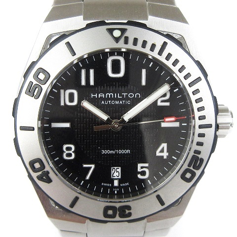 ハミルトン HAMILTON カーキネイビー サブオート 腕時計 ウォッチ アナログ 自動巻き 3針 デイト H786150 文字盤ブラック シルバーカラー