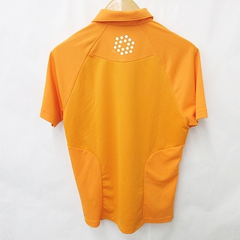 プーマ PUMA ゴルフ ポロシャツ 半袖 別布 切替 刺繍 プリント オレンジ L メンズ_画像2