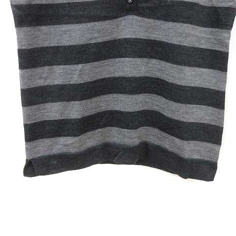  Mayson Grey MAYSON GREY knitted cut and sewn Henley neckline border short sleeves wool 2 gray /MN #MO lady's 