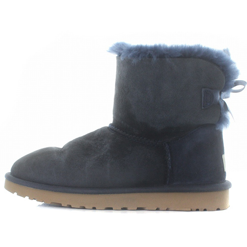 アグ オーストラリア UGG australia ミニベイリーボウ MINI BAILEY BOW ムートンブーツ リボン ショート 24cm 紺 ネイビー 1005062 /SR8 レ_画像1