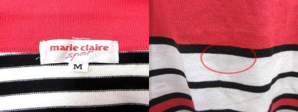 マリクレール MARIE CLAIRE Sport ポロシャツ カットソー ボーダー ワンポイント 半袖 M 赤 レッド 白 ホワイト /YK レディース_画像5