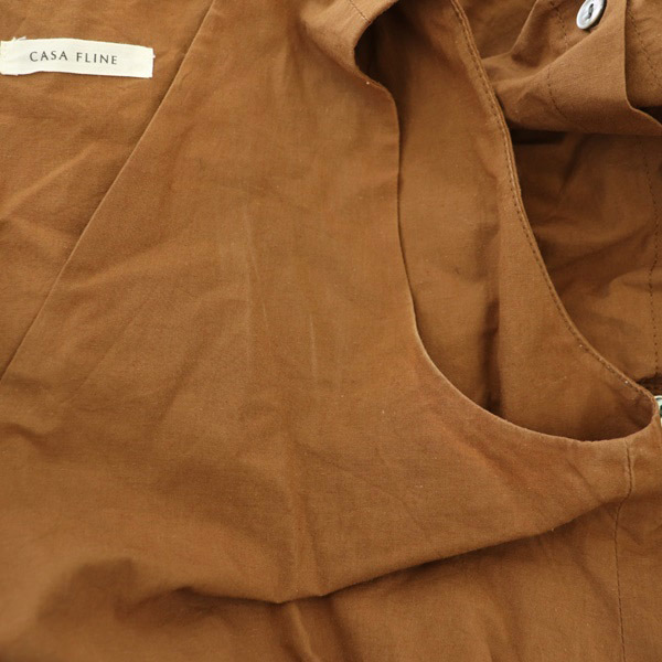 カーサフライン CASA FLINE 21SS ドッキングシャツドレス ワンピース ロング ノースリーブ ギャザー 変形 F 茶 ブラウン_画像8