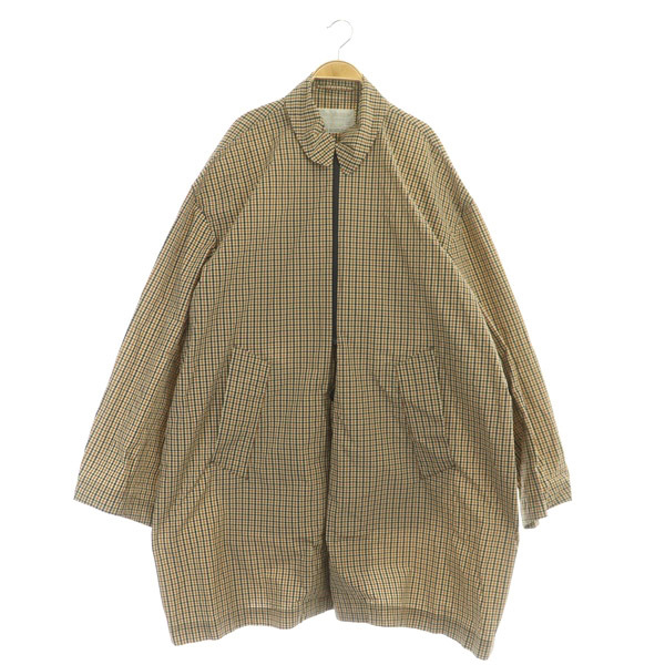 カラー kolor 21SS ATTACHED ZIP VEST COAT ロングコート チェック ナイロン混 オーバーサイズ 2 茶 ブラウン /MY ■GY19 メンズ_画像1