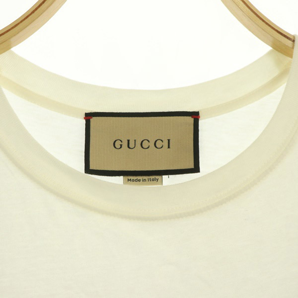 グッチ GUCCI ばなにゃ Tシャツ カットソー 半袖 プリント ビッグT イタリア製 S 白 ホワイト アイボリー 615044 /MY ■EC レディース_画像4