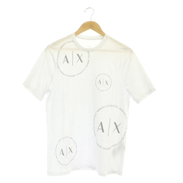 アルマーニエクスチェンジ A/X ARMANI EXCHANGE Tシャツ カットソー 半袖 コットン サークルロゴ プリント M 白 ホワイト_画像1