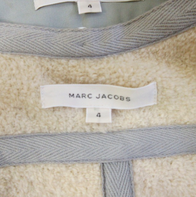 マークジェイコブス MARC JACOBS ライナー コート ボア ウール シルク 緑系 グレー系 34 約Lサイズ 0818 レディース_画像3