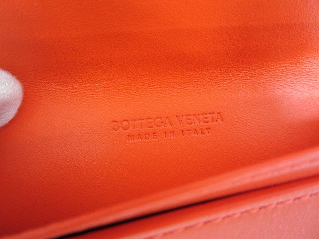 ボッテガヴェネタ BOTTEGA VENETA イントレチャート ビジネスカードケース 651396 サンバースト オレンジ系色 名刺入れの画像7