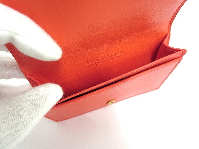 ボッテガヴェネタ BOTTEGA VENETA イントレチャート ビジネスカードケース 651396 サンバースト オレンジ系色 名刺入れの画像6