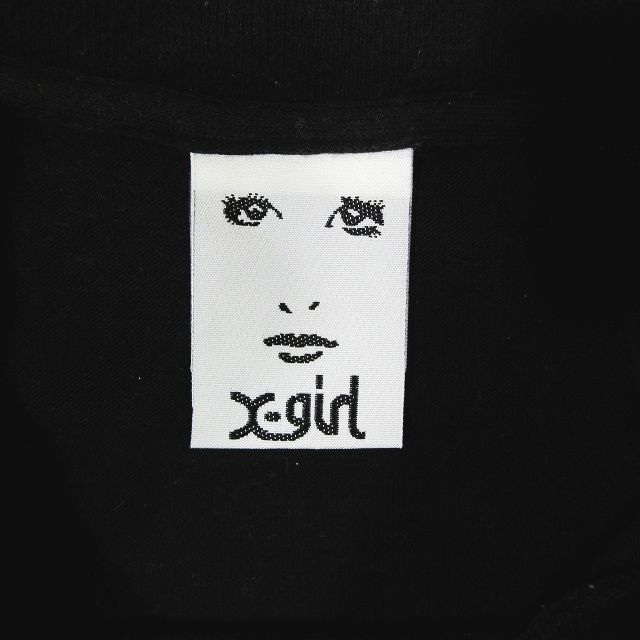  X-girl x-girl футболка cut and sewn Logo принт вырез лодочкой короткий рукав чёрный черный розовый F женский 