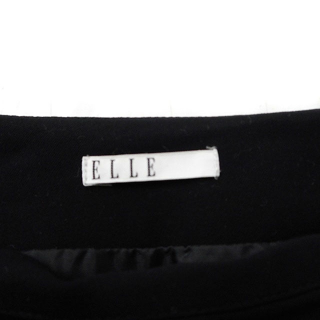 エル ELLE タック フレアスカート ひざ丈 装飾 38 ブラック 黒 /FT19 レディース_画像3