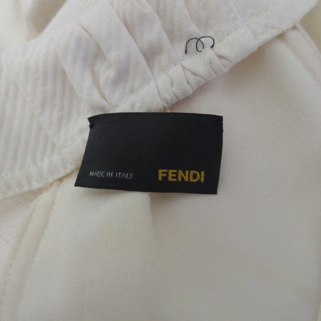 フェンディ FENDI ノースリーブ ワンピース ドレス 切替 コットンリネン イタリア製 ひざ丈 白 ホワイト 40 L 0805 STK レディース_画像9