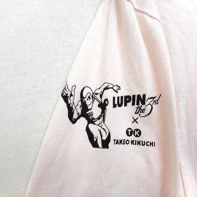  Takeo Kikuchi TAKEO KIKUCHI Lupin III LUPIN the 3rd collaboration T-shirt Mine Fujiko print switch rib long sleeve ound-necked cotton 2 pink /HT34 men's 