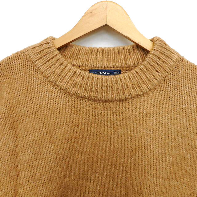 ザラ ZARA KNIT ニット セーター アルパカ混 ワイド ドロップショルダー リブ 長袖 S 茶 ブラウン /NT27 レディース_画像4