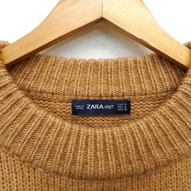 ザラ ZARA KNIT ニット セーター アルパカ混 ワイド ドロップショルダー リブ 長袖 S 茶 ブラウン /NT27 レディース_画像3