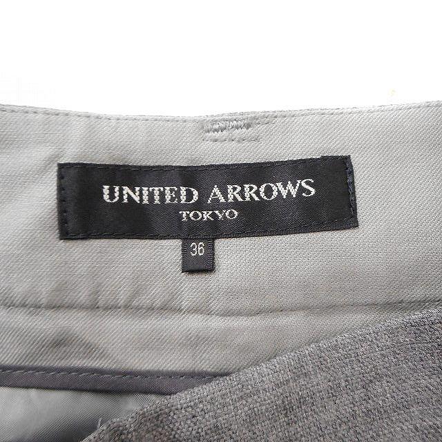 ユナイテッドアローズ UNITED ARROWS ガウチョパンツ ワイド ひざ下丈 リボン ウール 36 グレー 灰 /FT24 レディース_画像3