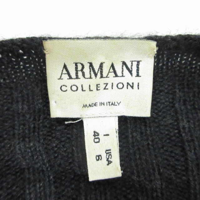 アルマーニ コレツィオーニ ARMANI COLLEZIONI カシミヤ混 シルク混 カシシル リブニット セーター 国内正規 長袖 グレー 40 約M-L 0808の画像3