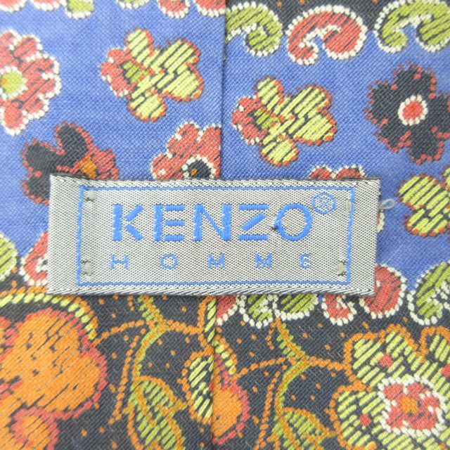 ケンゾー KENZO HOMME ネクタイ シルク 花柄 総柄 イタリア製 ビジネス 青 ブルー 0823 メンズの画像5
