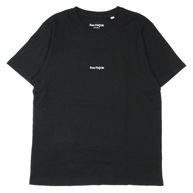 美品 ソンファソン SANS FACON Tシャツ カットソー ロゴプリント フランス クルーネック 黒 ブラック L メンズ