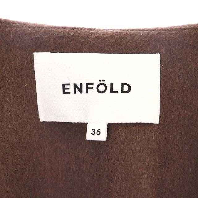 エンフォルド ENFOLD 22AW NO-COLLAR COAT ノーカラーコート アウター ウール ロング 36 茶 ブラウン /AA ■OS レディース_画像3