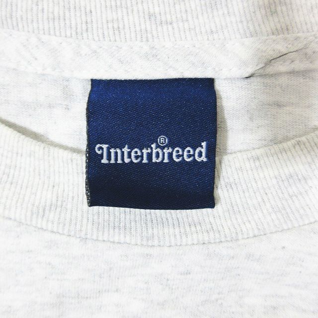 インターブリード INTERBREED Tシャツ ロングスリーブ ロンT 長袖 ロゴ 刺繍 クルーネック グレー メンズ_画像4