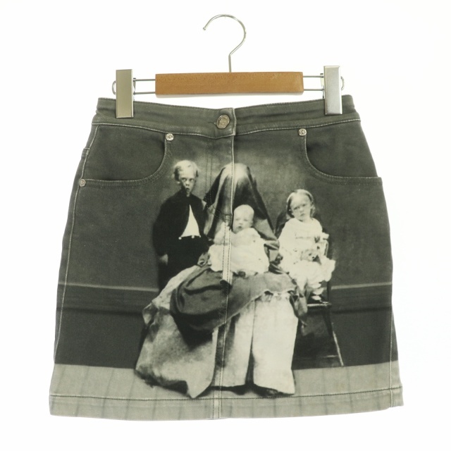 バーバリー Victorian Portrait Print Stretch Denim Mini Skirt スカート ミニ タイト ストレッチ US2 グレー 8016963 レディース_画像1