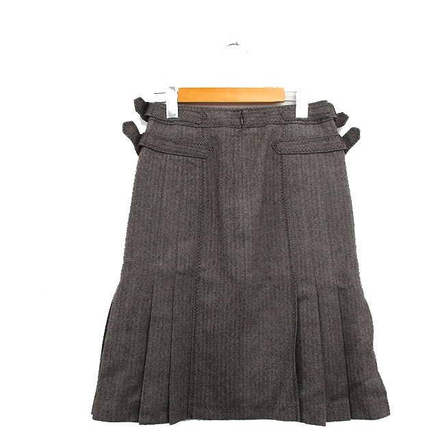  Fragile FRAGILE pleated skirt Mini belt wool 36 Brown tea /KT21 lady's 