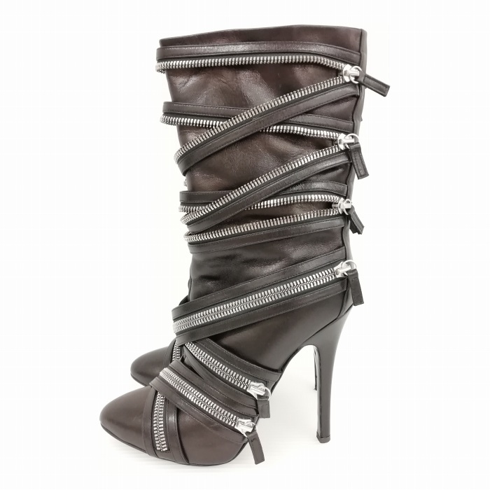 バルマン BALMAIN × ジュゼッペザノッティ GiuseppeZanotti コラボ ロング ブーツ ジッパーデザイン 美品 38 ブラック IBO42 レディース_画像5