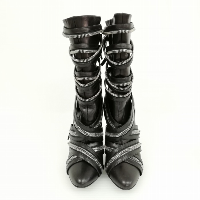 バルマン BALMAIN × ジュゼッペザノッティ GiuseppeZanotti コラボ ロング ブーツ ジッパーデザイン 美品 38 ブラック IBO42 レディース_画像4