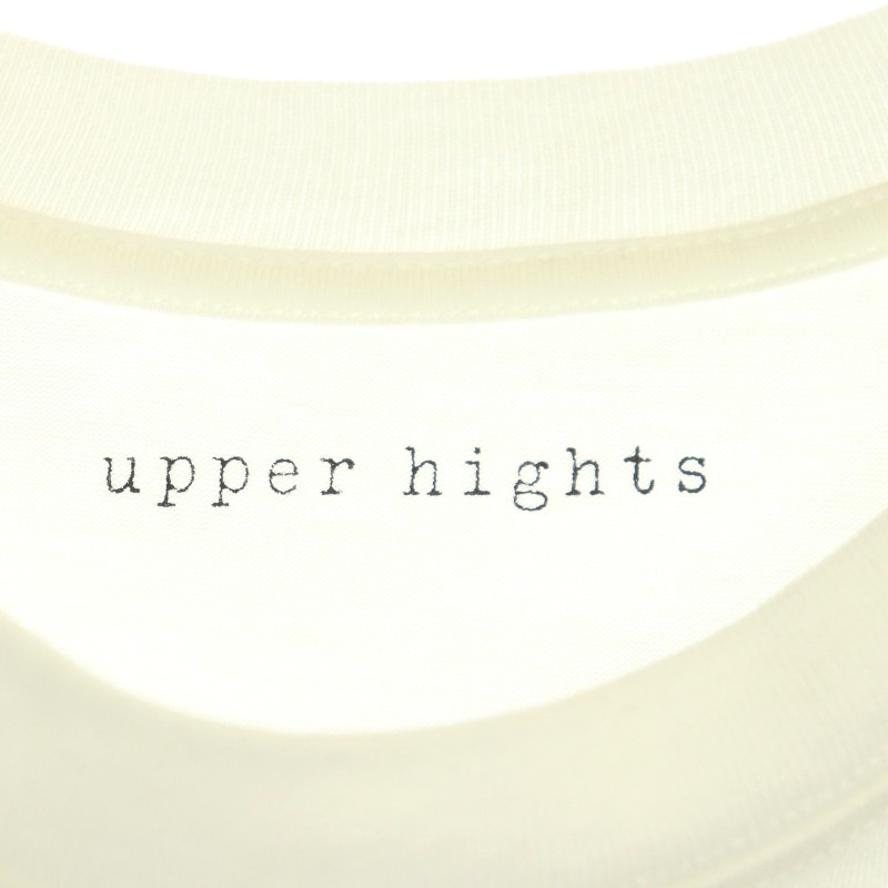 アッパーハイツ upper hights コットン プリント Tシャツ カットソー 半袖 1 白 ホワイト 黒 ブラック /CX ■OS レディースの画像3