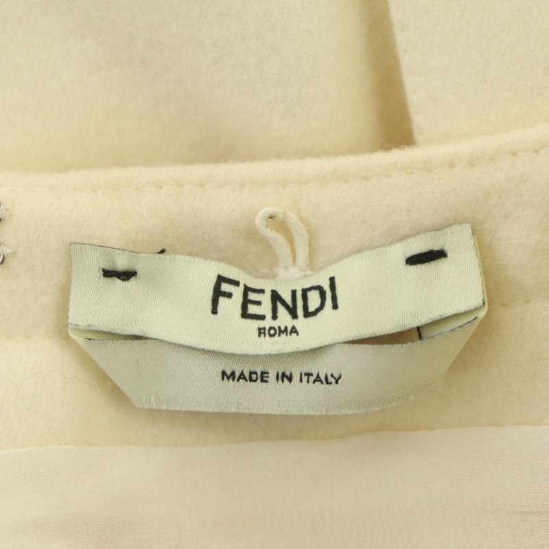 フェンディ FENDI ポケットレザー ウール ワンピース ノースリーブ ミニ 40 アイボリー /AA ■OS レディース_画像3