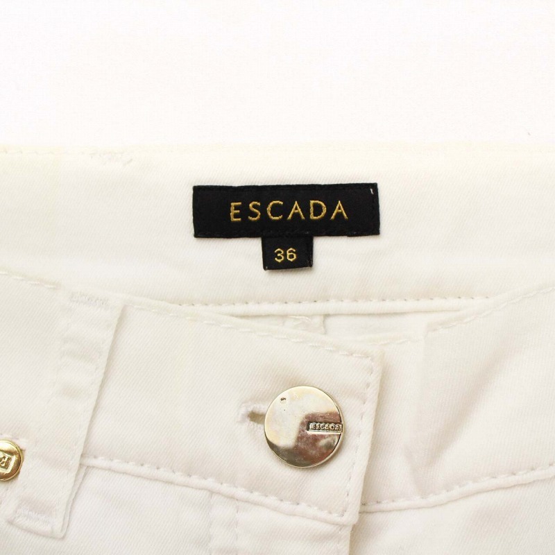 エスカーダ ESCADA チノパンツ ストレートパンツ ジップアップ 36 S 白 ホワイト /TR1 レディースの画像4