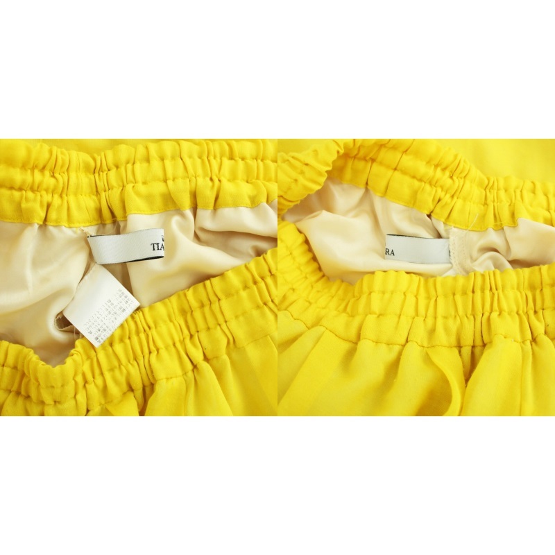 ティアラ Tiara ボイルギャザーカラースカート フレアスカート ロング ミモレ 3 L 黄色 イエロー /HN1 レディースの画像6