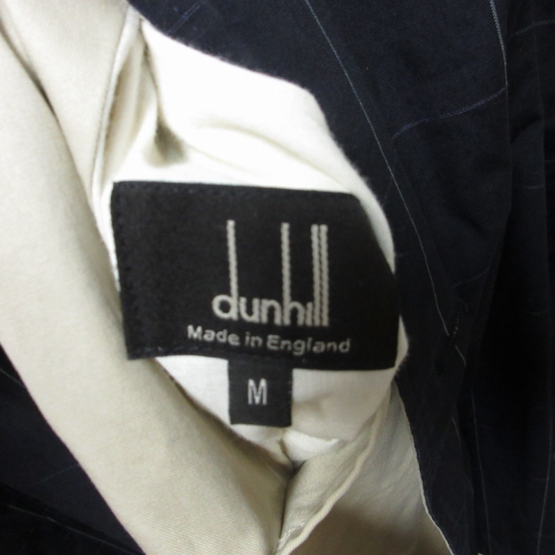 ダンヒル dunhill ステンカラーコート リバーシブル ジャケット チェック柄 ストレッチ有 ロング丈 ベージュ系 紺 ネイビー M 0806 メンズ_画像9