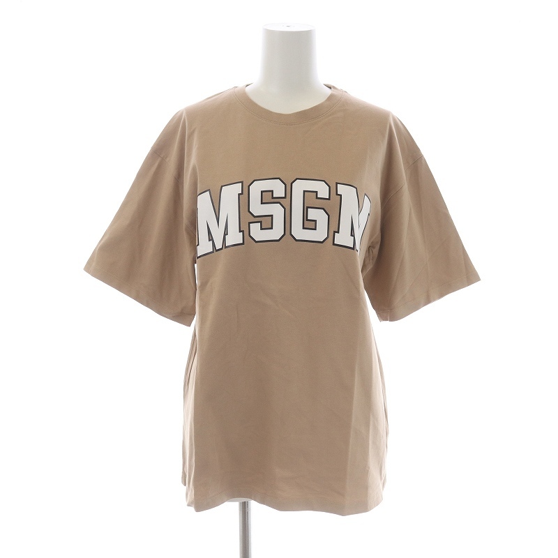 エムエスジーエム MSGM Tシャツ カットソー クルーネック プルオーバー 半袖 ロゴ S ベージュ 白 ホワイト 2541MDM162 /SI43_画像3