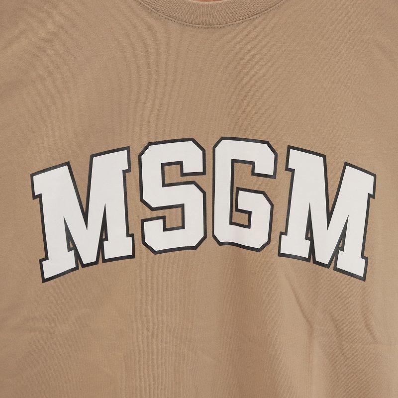 エムエスジーエム MSGM Tシャツ カットソー クルーネック プルオーバー 半袖 ロゴ S ベージュ 白 ホワイト 2541MDM162 /SI43_画像7