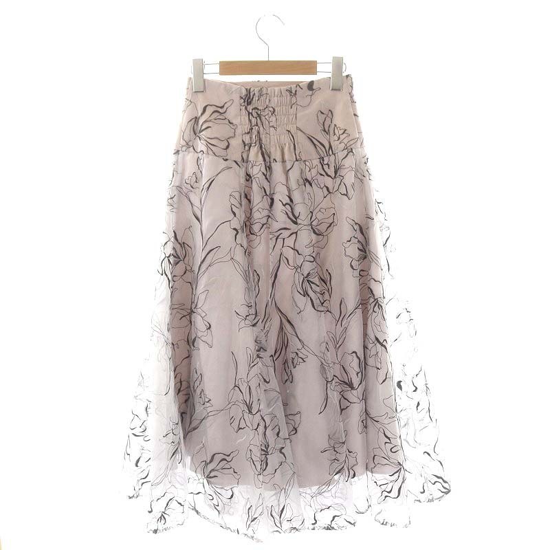  Apuweiser-riche Apuweiser-riche 23SSpio knee line embroidery skirt flair long 0 pink charcoal /DF #OS lady's 