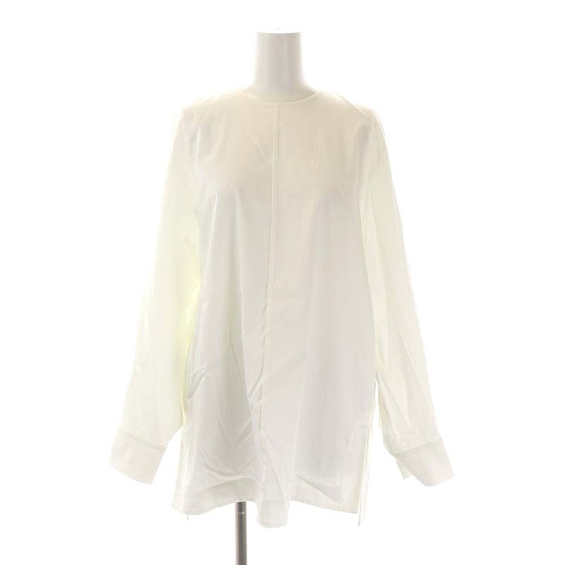  Ballsey BALLSEY Tomorrowland 21AW high count satin tunic blouse shirt long sleeve 36 eggshell white /AA #OS lady's 