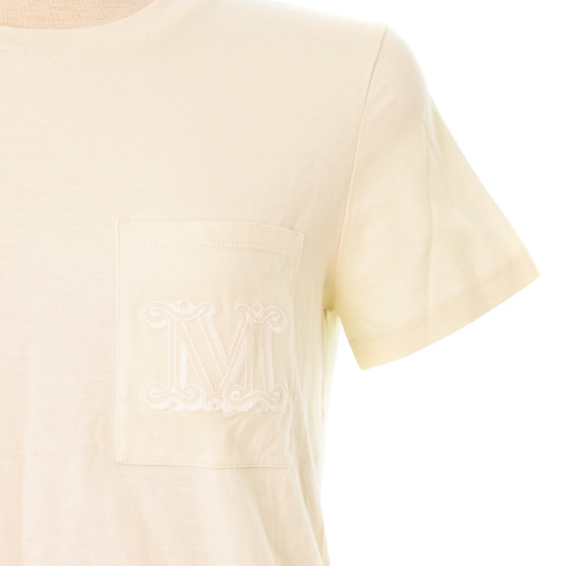 マックスマーラ MAX MARA 22SS 白タグ Tシャツ カットソー 半袖 クルーネック ロゴ ポケット S ベージュ 19710202 レディース_画像6
