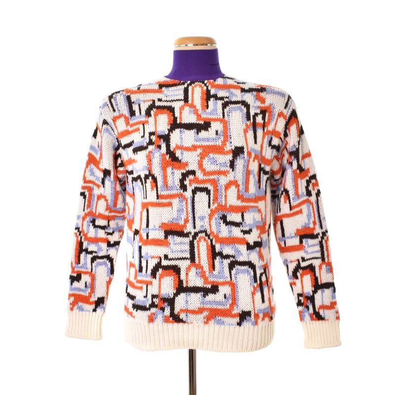 プラダ PRADA 22年製 geometric-motif wool cashmere knit pullover ニット セーター 長袖 ハイネック 総柄 36 マルチカラー P26474