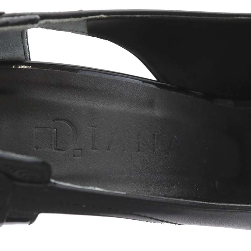 ダイアナ DIANA パンプス オープントゥ ヒール レザー 24.5cm 黒 ブラック /AN35 ■OF レディース_画像4