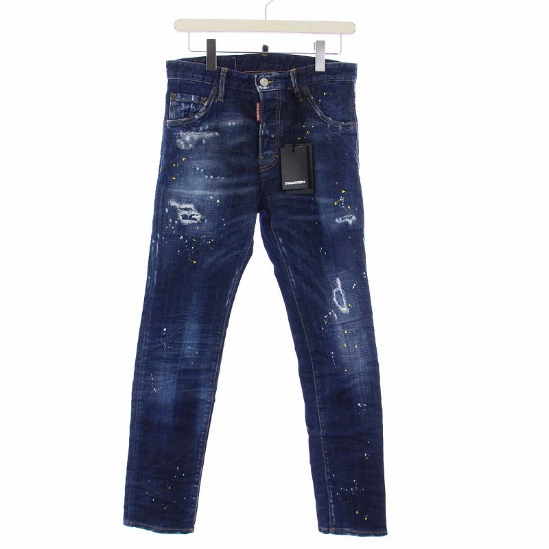 ディースクエアード DSQUARED2 19SS Cool Guy Jean デニムパンツ スキニージーンズ ペイント加工 ダメージ加工 42 XS 青 S71LB0581_画像1