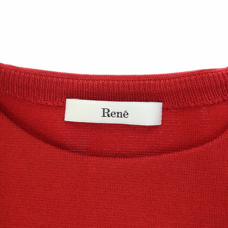 ルネ Rene 21年製 ニット セーター 半袖 ロゴプレート 34 XS 赤 レッド /TK レディースの画像7