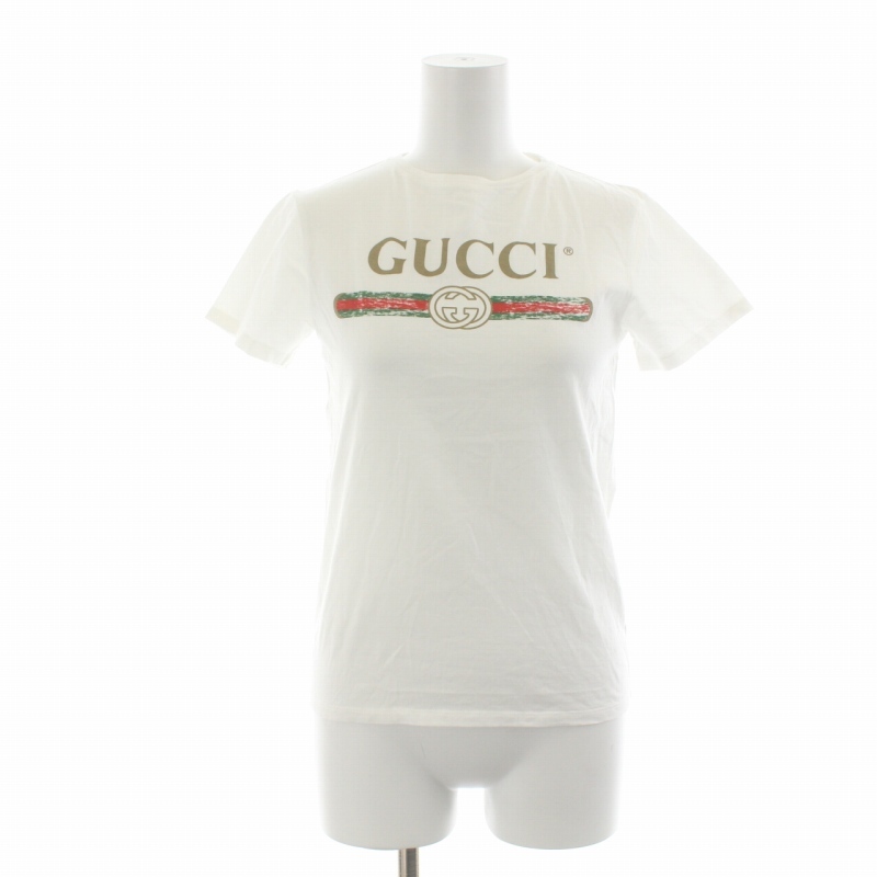 グッチ GUCCI キッズ Tシャツ カットソー ヴィンテージロゴ クルーネック プルオーバー 半袖 10 140サイズ 白 ホワイト_画像1