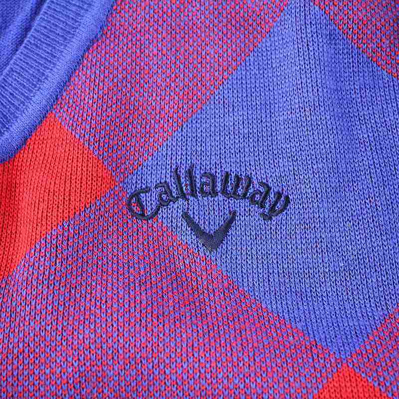  Callaway CALLAWAY Golf одежда вязаный лучший V шея diamond рисунок Logo вышивка шерсть .LL синий голубой красный красный /UY12 #GY21 мужской 