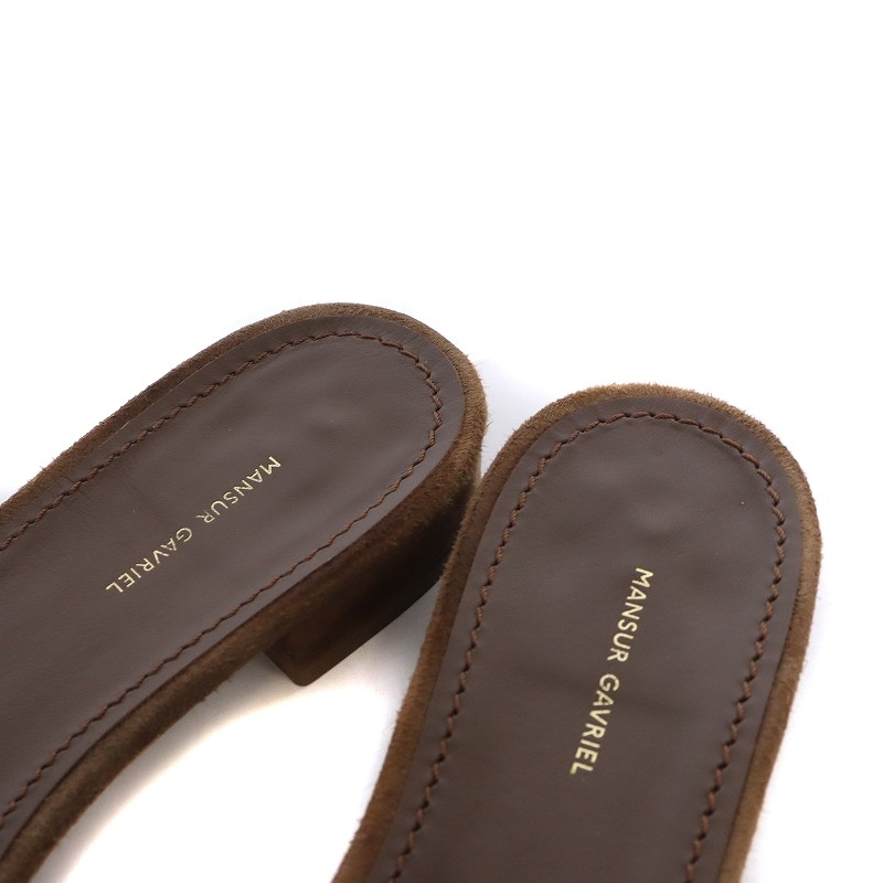  man Saga yellowtail L Mansur Gavriel sandals mules suede leather 36 24cm tea Brown 19093510000310 /YB lady's 