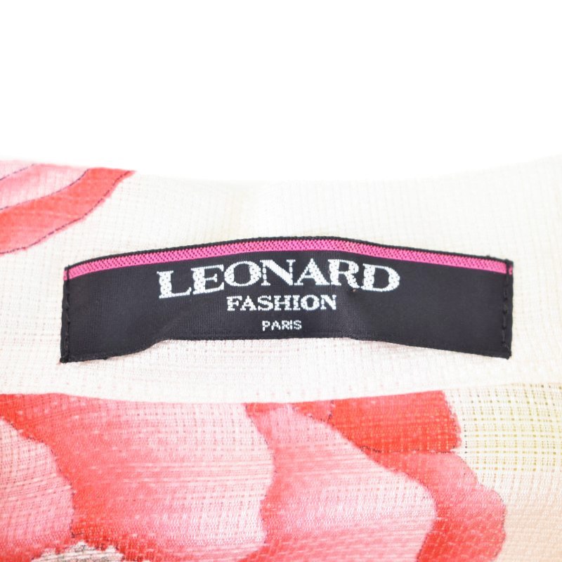 レオナール LEONARD ファッション FASHION シャツ ジャケット 花柄 シアー シルク 13R 白 ホワイト レディース_画像4