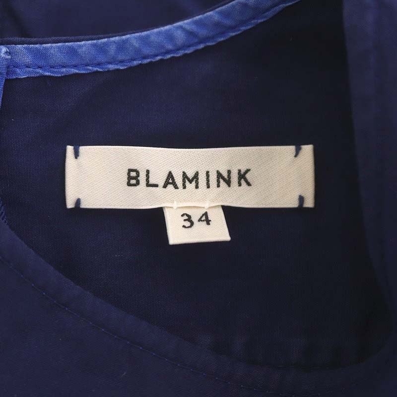 ブラミンク BLAMINK コットン ノースリーブ ブラウス カットソー 34 紺 ネイビー /AA ■OS レディース_画像3