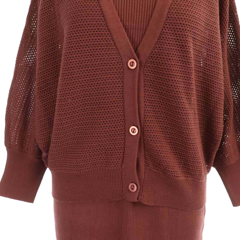  Proportion Body Dressing ... cardigan * narrow rib knitted One-piece setup top and bottom long M Pink Lady -s