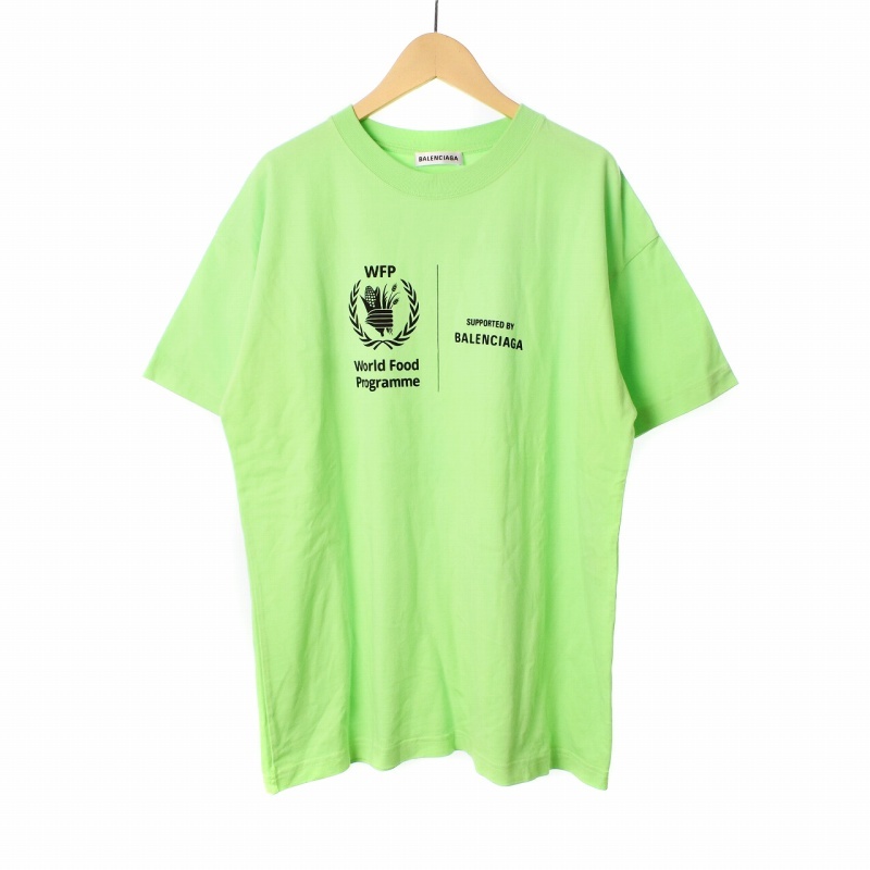 バレンシアガ BALENCIAGA 20年製 WFPプリント Tシャツ カットソー 半袖 クルーネック M 緑 グリーン 612965 メンズ