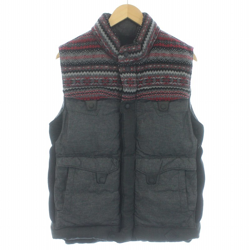 モンクレール MONCLER WHITE MOUNTAINEERING 13AW AVENGER GILET ダウンベスト ノルディック ニット 切替 2 グレー 3209H4335185 /TK メンの画像1